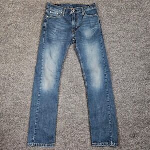 Levis 513 Slim Straight Jeans Mens 30x32 Blue Dark Wash Stretch Denim Casual